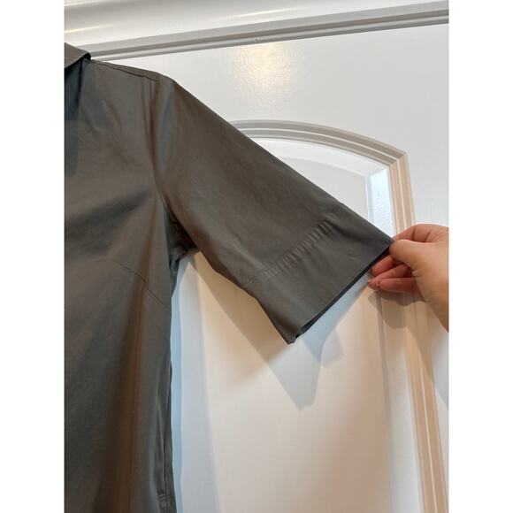 Chico’s Olive Green Collar V-Neck High- Low Shirt Dress - Picture 4 of 8